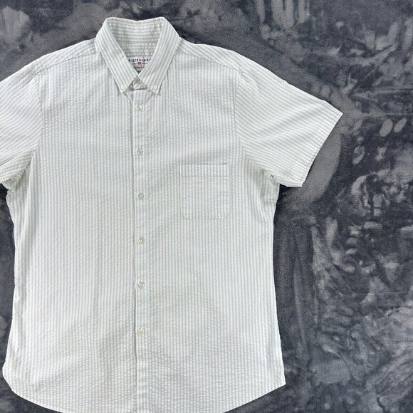 Mizzen Main Seersucker Striped Performance Trim Fit Button Up Shirt Men 2XL Prep - Picture 10 of 16